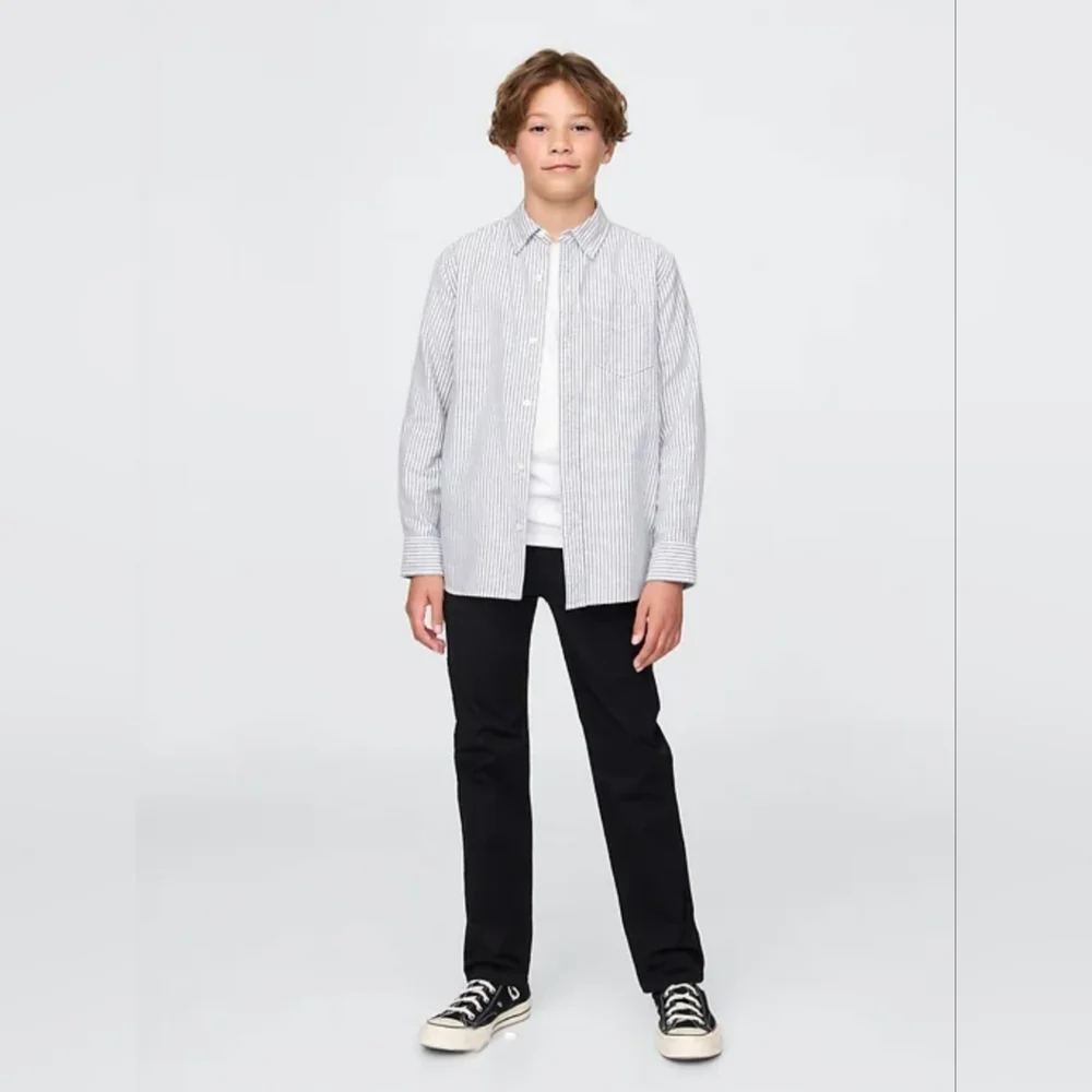 GAP Kids Boy Size 18 True Black Uniform Straight-Fit Stretch Adjustable Khakis